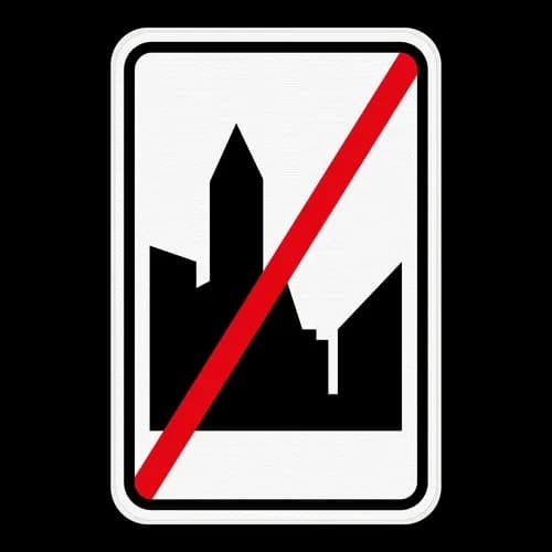 F3b - End of a built up area (vertical sign) road sign