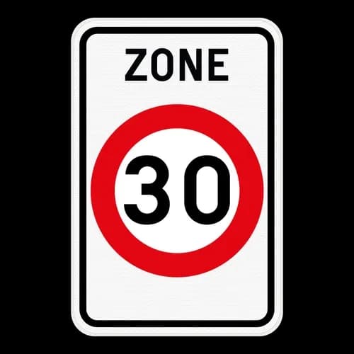 F4a - Start of a 30 km/h speed zone road sign