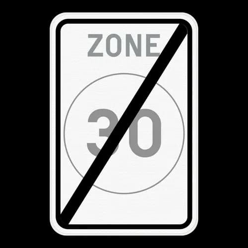 F4b - End of a 30 km/h speed zone road sign