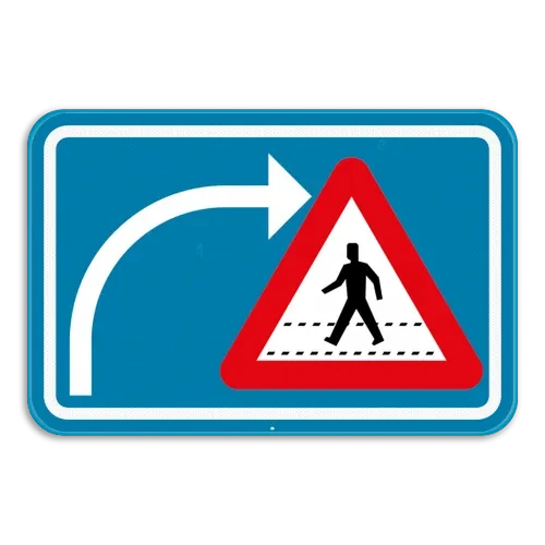 F50bis - Warning for cyclists and/or pedestrians when turning in road sign