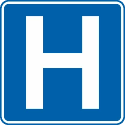 F53 - Healthcare facility (hospital, nursing home ...) road sign