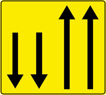 F85 - Traffic allowed in both directions on a one-way road road sign