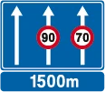 F89 - Speed limit on certain lanes in ...m road sign