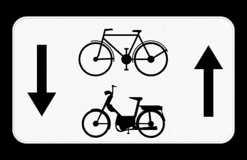M5bis - Uitzondering fietsers en bromfietsers verkeersbord