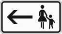 Pedestrians Sidewalk gegenüber benutzen, pointing left road sign from Germany