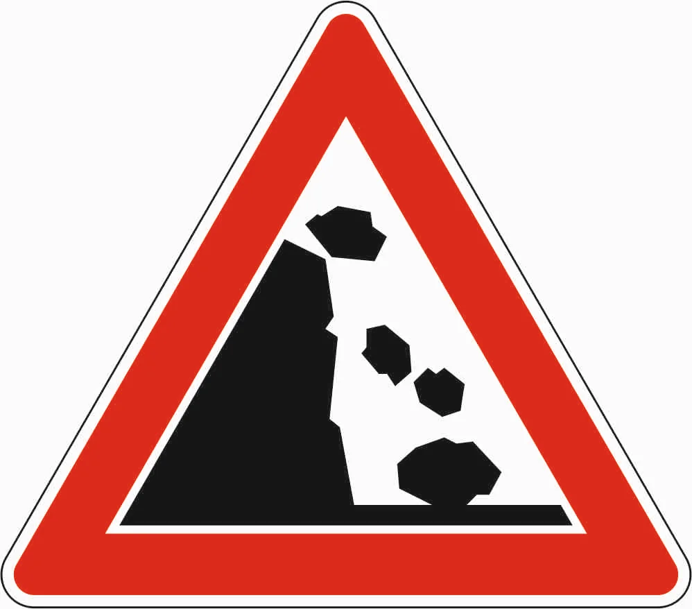 101-25 - Steinschlag - Aufstellung links Verkehrsschild