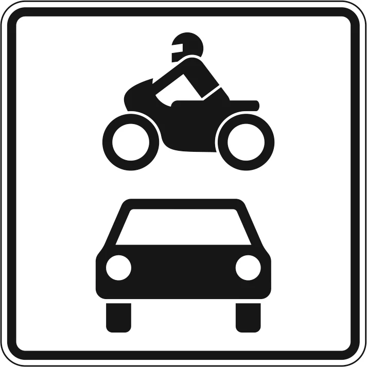 1010-72 - Zusatzzeichen - "Krafträder, auch mit Beiwagen, Kleinkrafträder und Mofas und Kraftwagen - und sonstige mehrspurige Fahrzeuge" Verkehrsschild