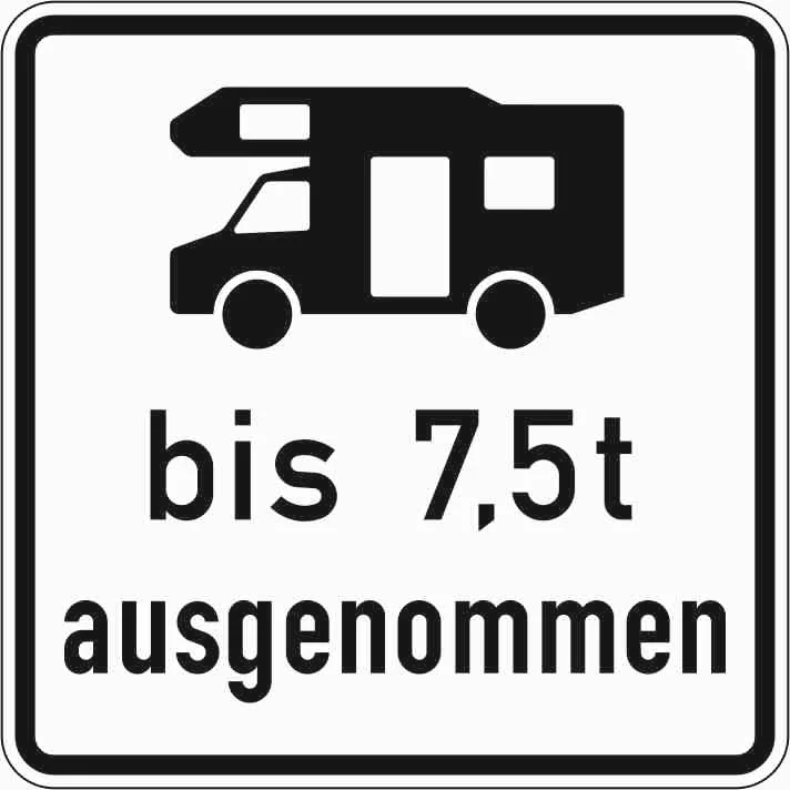 1024-19 - Wohnmobile mit zulässiger Gesamtmasse bis 7,5 t ausgenommen Verkehrsschild