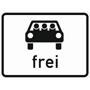 1024-22 - Zusatzzeichen „Personenkraftwagen oder Krafträder mit Beiwagen, die mit mindestens drei Personen besetzt sind – mehrfachbesetzte Personenkraftwagen frei“ Verkehrsschild