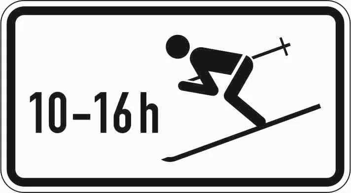 1040-10 - Wintersport erlaubt, zeitlich beschränkt (10 - 16 Uhr) Verkehrsschild