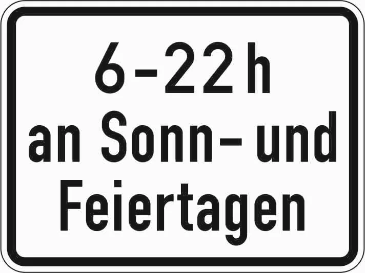 1042-35 - Zeitliche Beschränkung (6 - 22 Uhr an Sonn- und Feiertagen) Verkehrsschild
