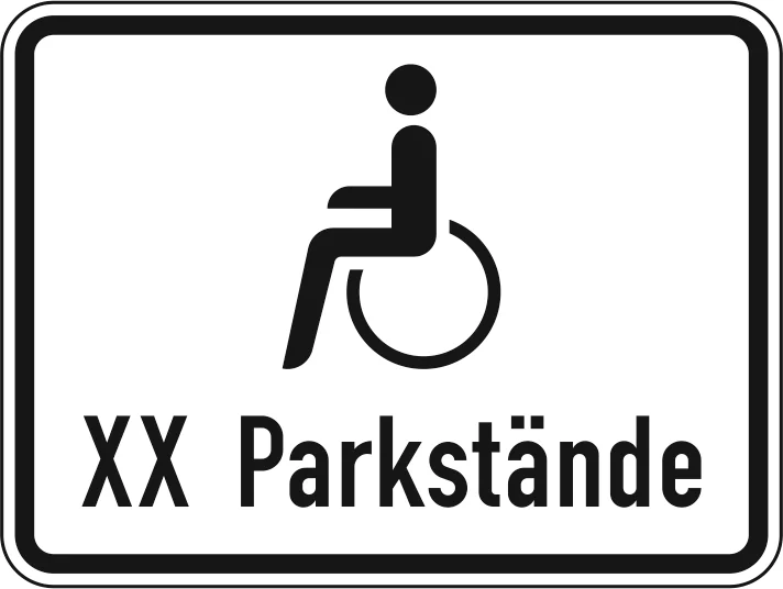 1044-12 - Nur behinderte Personen mit außergewöhnlicher Gehbehinderung und Blinde, mit Anzahl der Parkstände Verkehrsschild