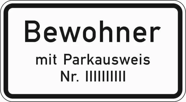 1044-30 - Nur Bewohner mit Parkausweis Nr. Verkehrsschild