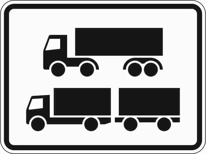 1048-15 - Nur Sattelkraftfahrzeuge und Lastkraftwagen mit Anhänger Verkehrsschild