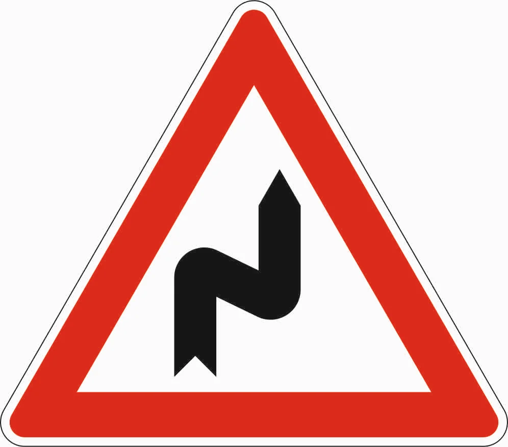 105-20 - Doppelkurve - Zuerst nach rechts Verkehrsschild
