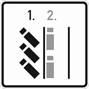 1053-56 - Lkw-Parken in Fahrspuren mit schräg nach links angeordneten Parkplätzen Verkehrsschild