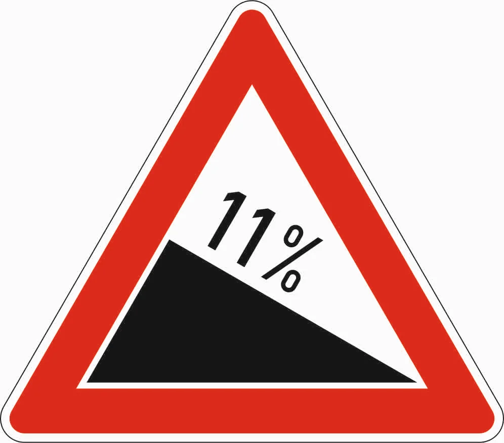 108-11 - Gefälle 11% Verkehrsschild