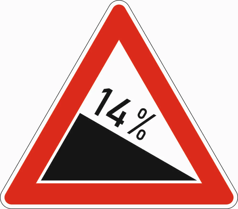 108-14 - Gefälle 14% Verkehrsschild