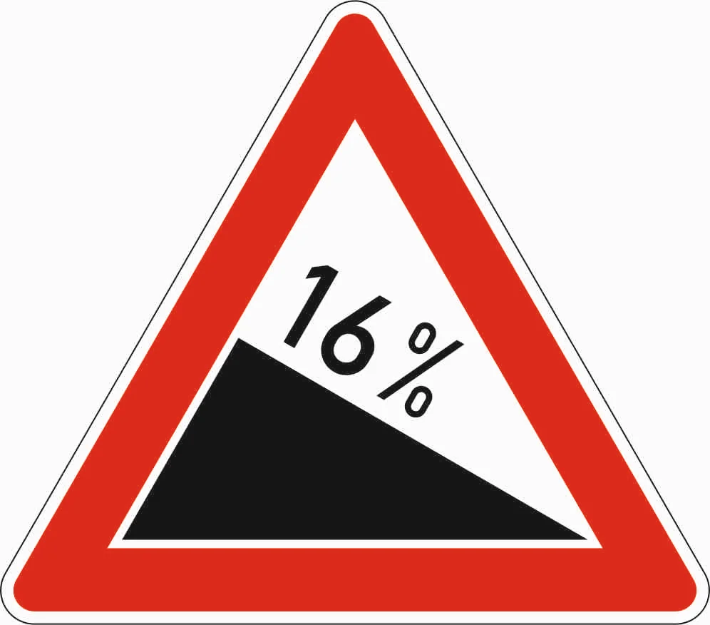 108-16 - Gefälle 16% Verkehrsschild