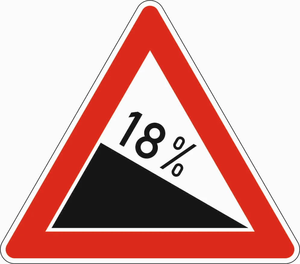 108-18 - Gefälle 18% Verkehrsschild