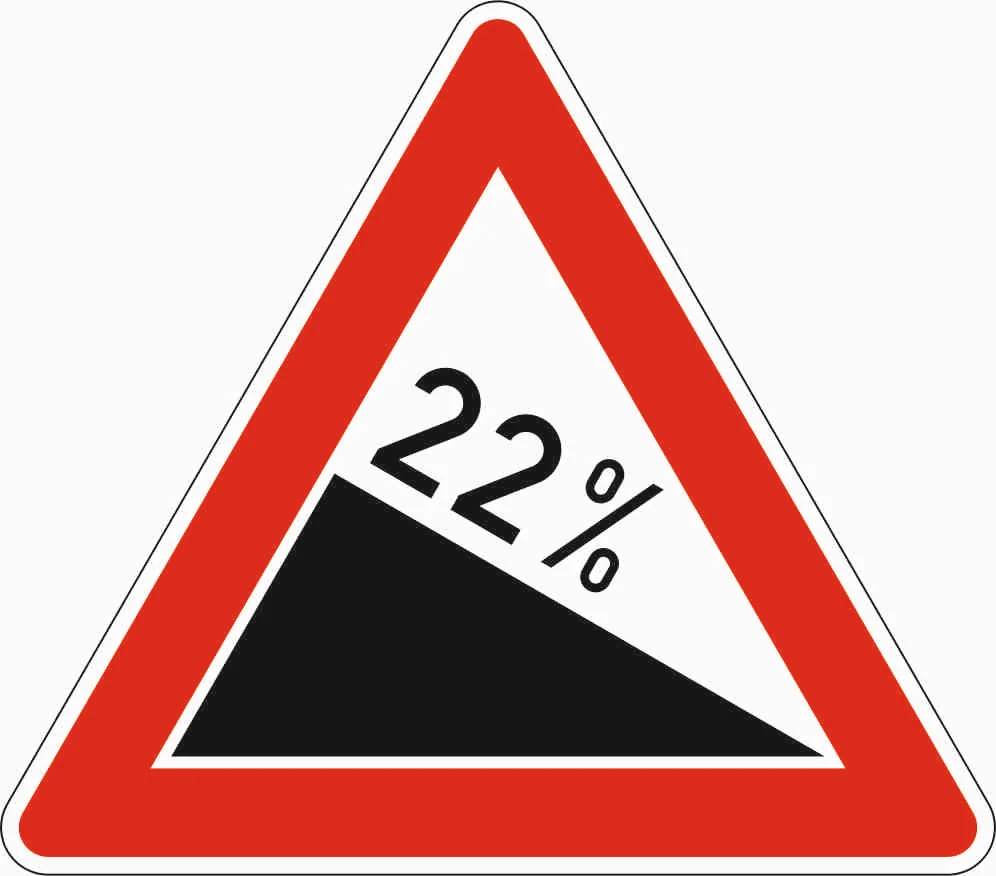108-22 - Gefälle 22% Verkehrsschild