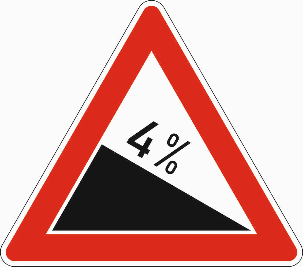 108-4 - Gefälle 4% Verkehrsschild