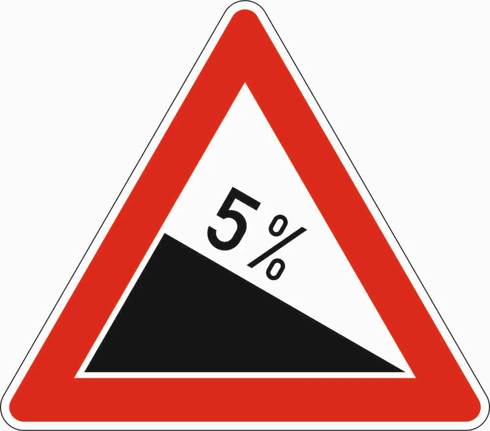 108-5 - Gefälle 5% Verkehrsschild