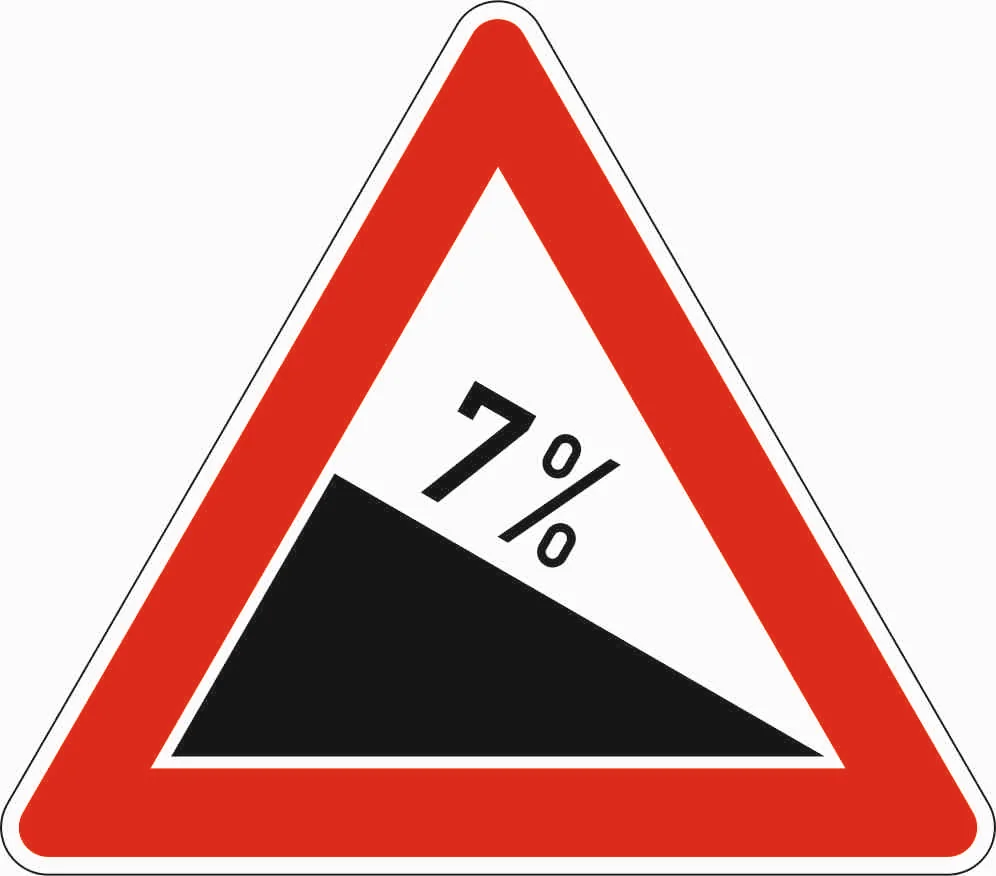 108-7 - Gefälle 7% Verkehrsschild