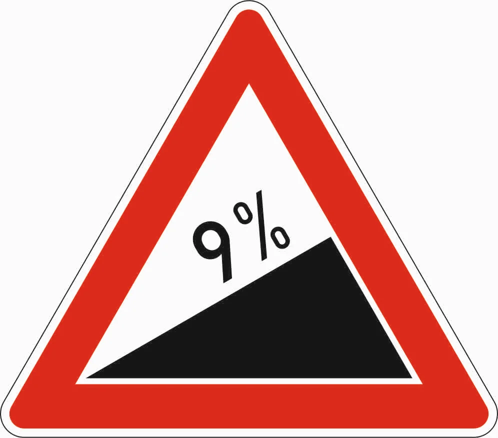 110-9 - Steigung 9% Verkehrsschild