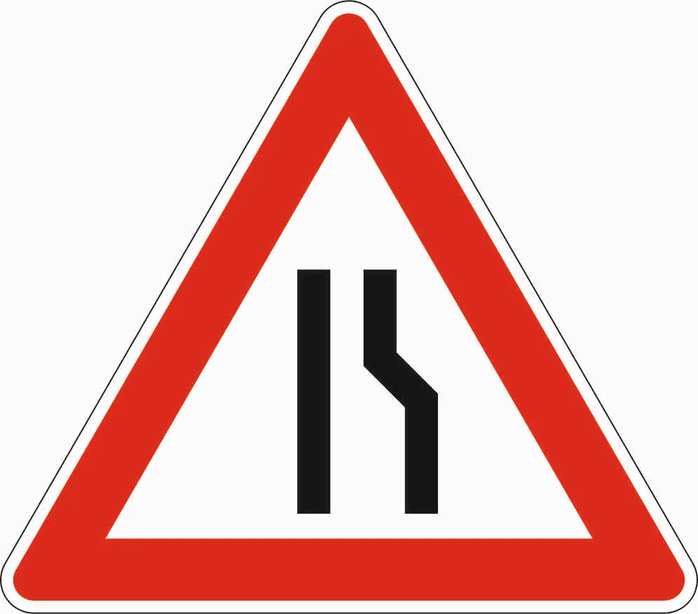 121-10 - Fahrbahnverengung rechts - Einseitige Verengung rechts Verkehrsschild