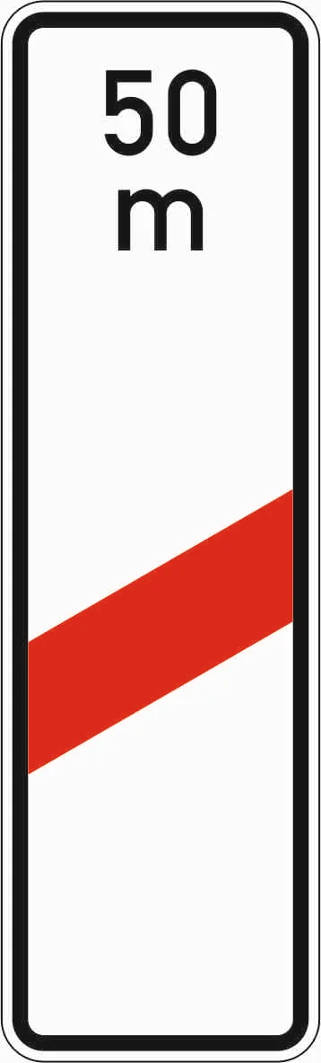 162-11 - Einbahnstraßen-Abstandstafel mit Entfernungsangabe – rechts aufgestellt Verkehrsschild