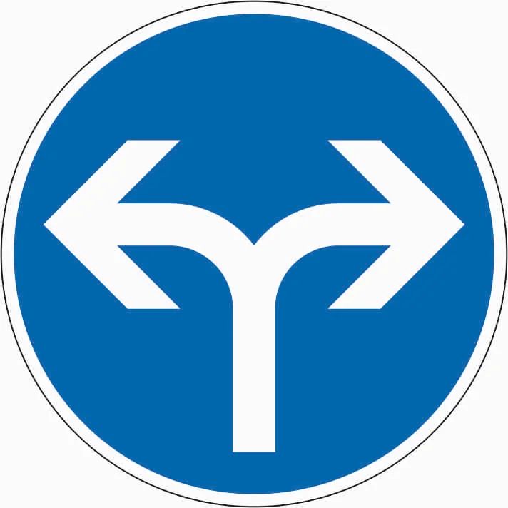 214-30 - Vorgeschriebene Fahrtrichtung – rechts oder links Verkehrsschild