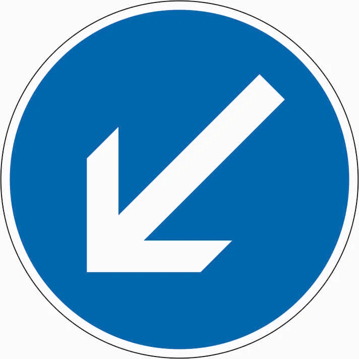 222-10 - Obligatorische LKW-Durchfahrt – rechts vorbei Verkehrsschild