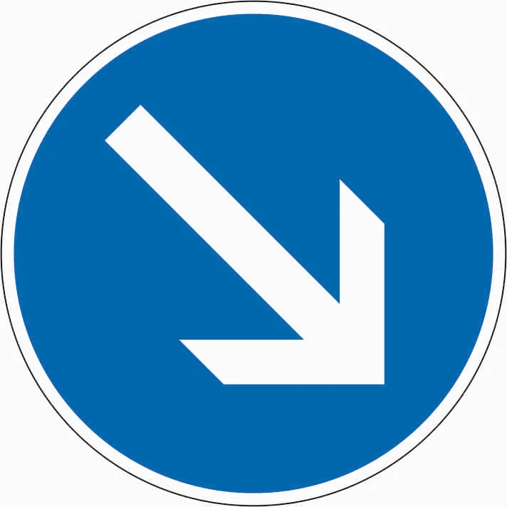 222 - Vorgeschriebene Vorbeifahrt - rechts vorbei Verkehrsschild