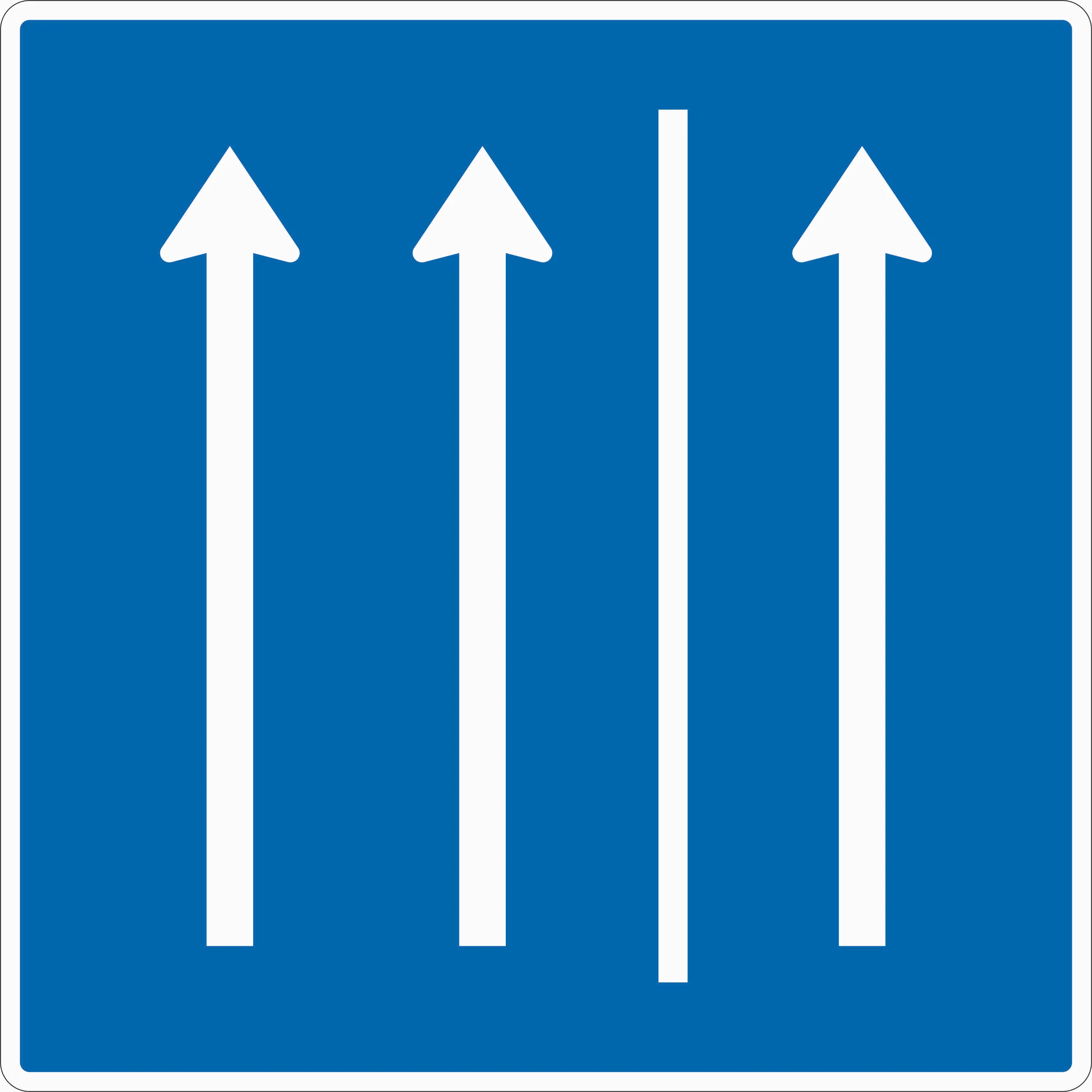 223.1-50 - Seitenstreifen als Fahrspur nutzen - 2 Fahrspuren + Seitenstreifen Verkehrsschild