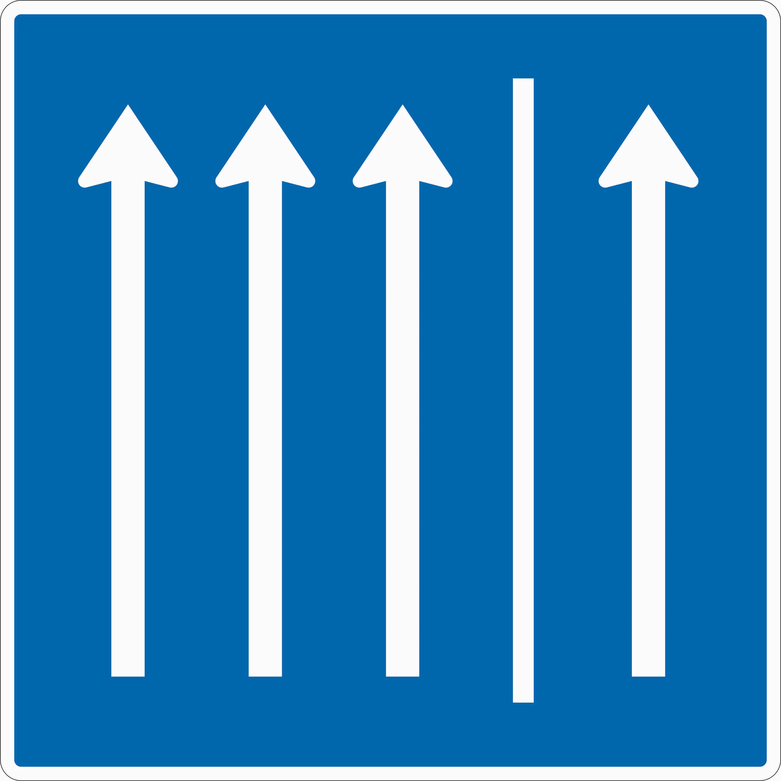 223.1-51 - Seitenstreifen als Fahrspur nutzen - 3 Fahrspuren + Seitenstreifen Verkehrsschild