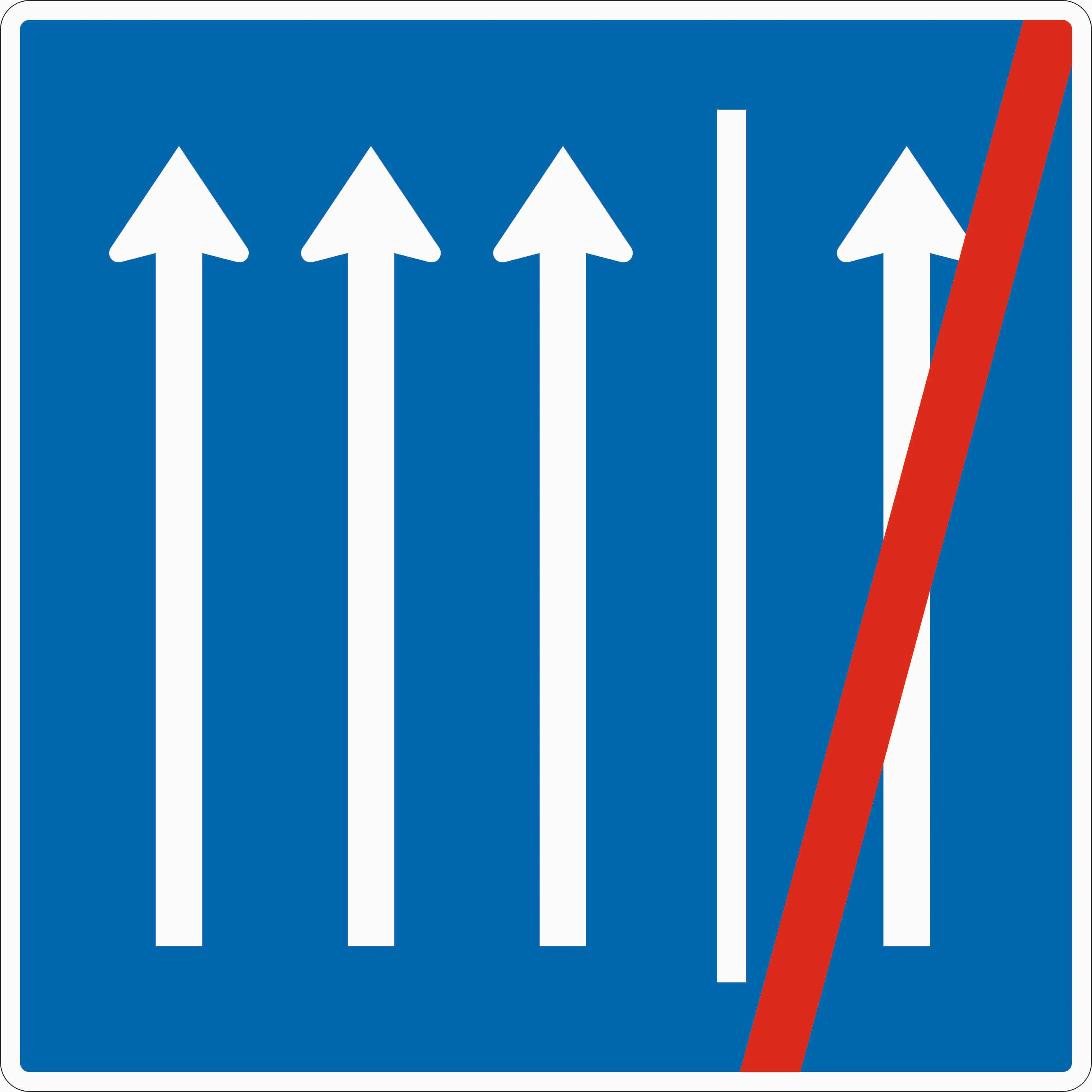 223.2-51 - Ende der Nutzung des Seitenstreifens als Fahrspur - 3 Fahrstreifen + Seitenstreifen Verkehrsschild