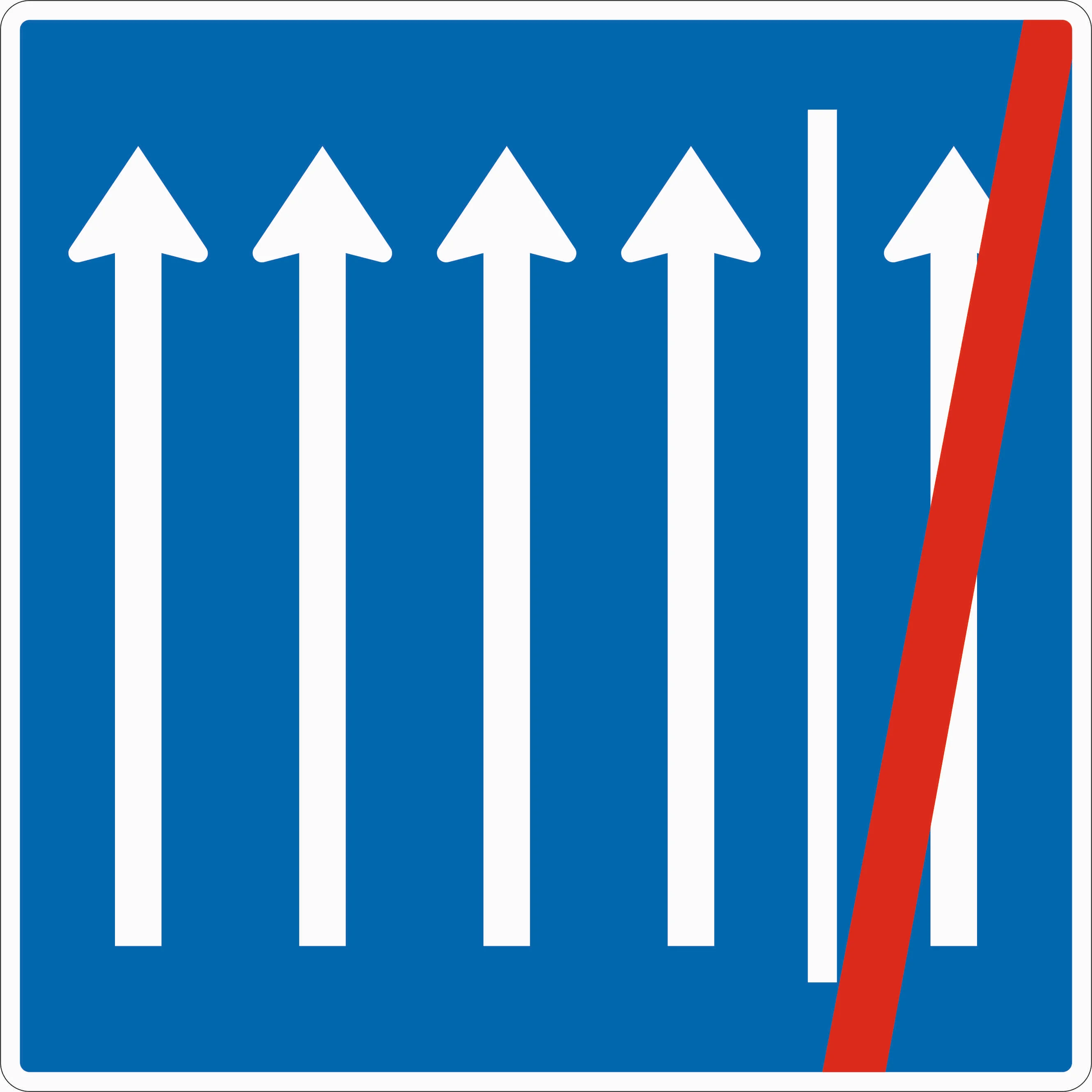 223.2-52 - Ende der Benutzung des Seitenstreifens als Fahrstreifen – 4 Fahrstreifen + Seitenstreifen Verkehrsschild