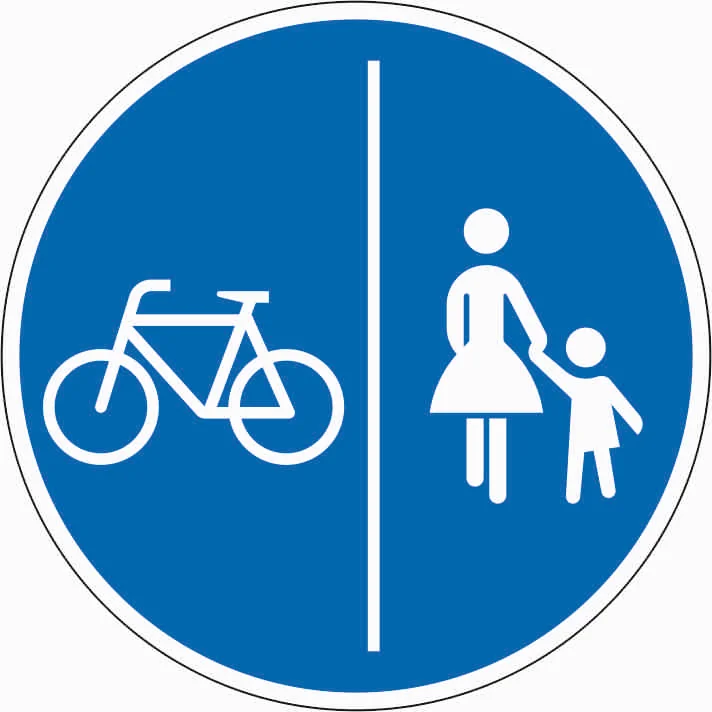 241-30 - Getrennter Rad- und Gehweg – Radweg links Verkehrsschild