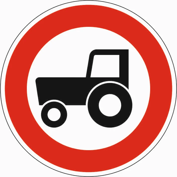 257-58 - Keine Kraftfahrzeuge und Züge, die nicht schneller als 25 km/h fahren können oder dürfen Verkehrsschild