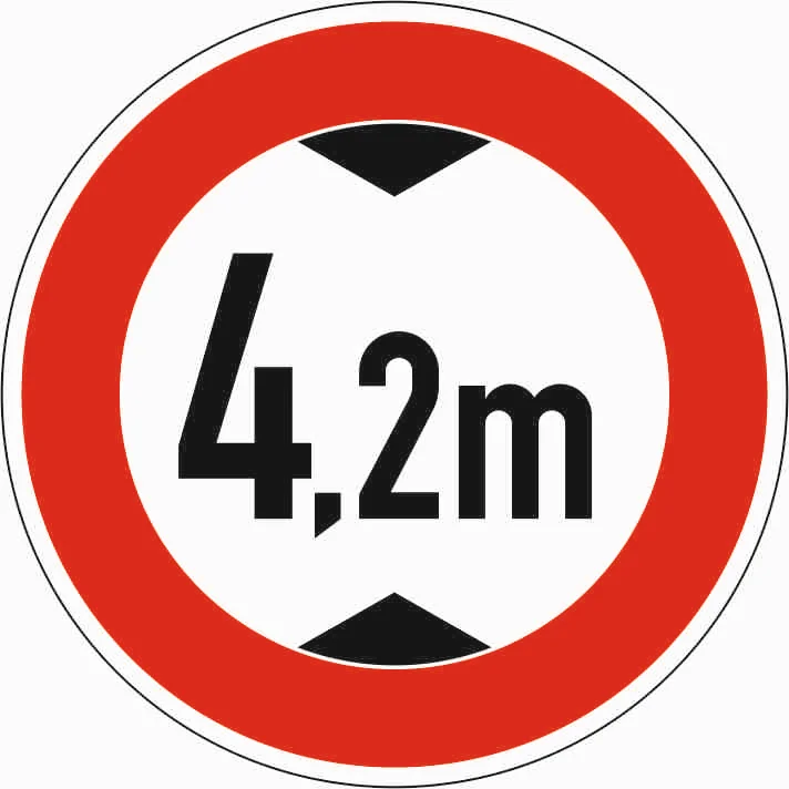 265-4,2 - Tatsächliche Fahrzeughöhe – 4,2 m Verkehrsschild