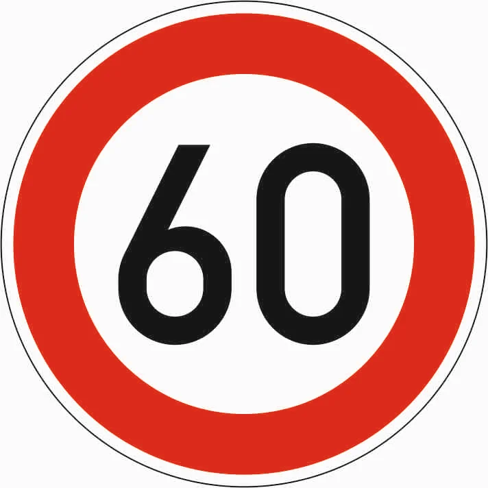 274-60 - Höchstgeschwindigkeit 60 km/h Verkehrsschild