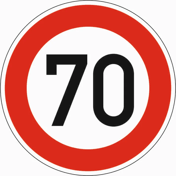 274-70 - Höchstgeschwindigkeit 70 km/h Verkehrsschild