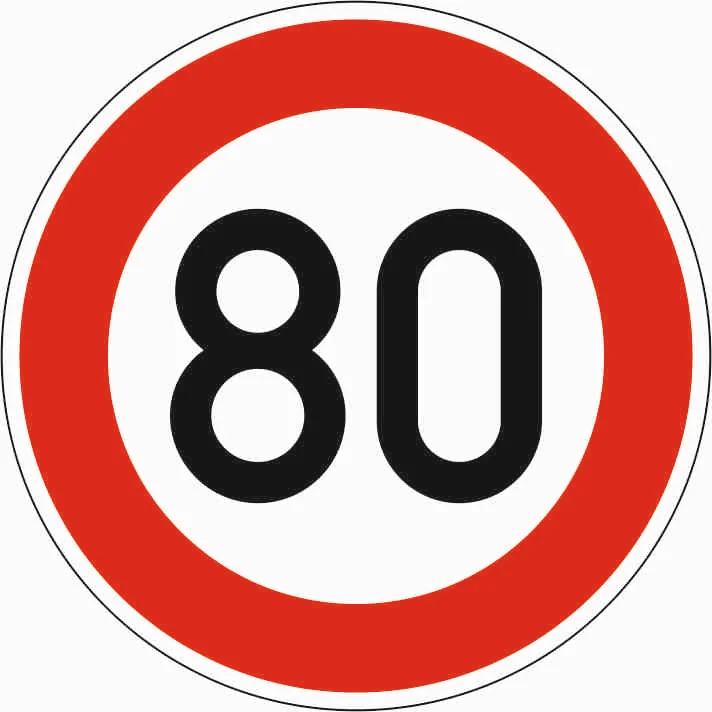 274-80 - Höchstgeschwindigkeit 80 km/h Verkehrsschild