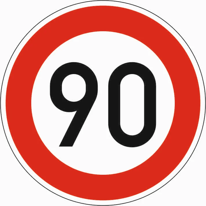 274-90 - Höchstgeschwindigkeit 90 km/h Verkehrsschild