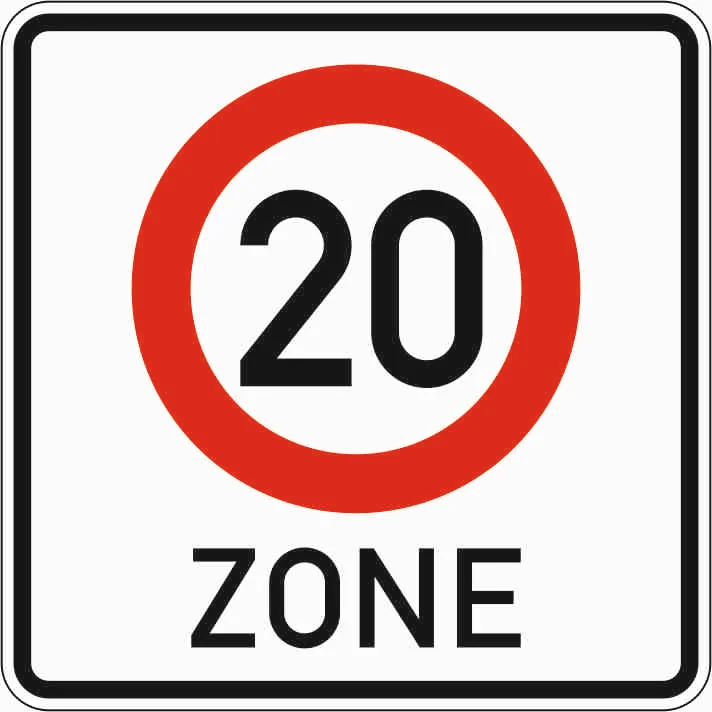 274.1-20 - Beginn einer Tempo-20-Zone in verkehrsberuhigten Geschäftsbereichen - einseitig Verkehrsschild