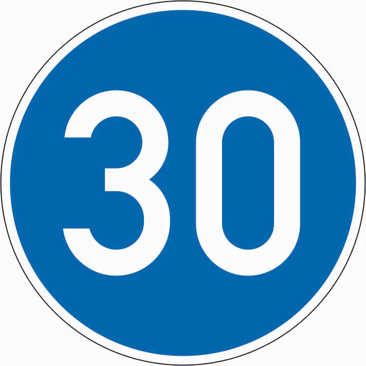 275 - Vorgeschriebene Mindestgeschwindigkeit (Zusatzschilder beachten) Verkehrsschild
