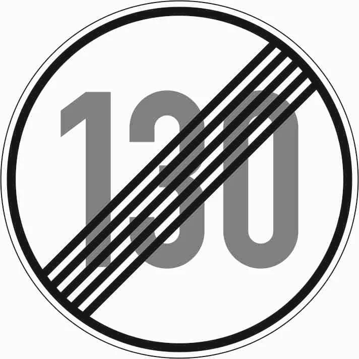 278-130 - Ende der zulässigen Höchstgeschwindigkeit 130 km/h Verkehrsschild