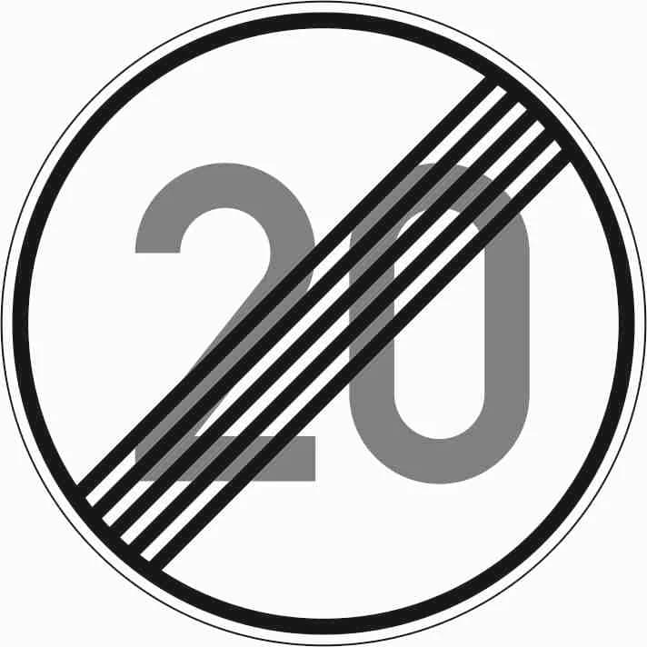 278-20 - Ende der zulässigen Höchstgeschwindigkeit 20 km/h Verkehrsschild
