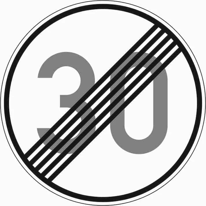 278-30 - Ende der zulässigen Höchstgeschwindigkeit 30 km/h Verkehrsschild